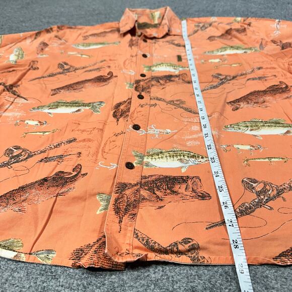 Magellan Sportswear Salmon Pink Bass Fish Print Short Sleeve Button Up Shirt XL - Picture 3 of 6